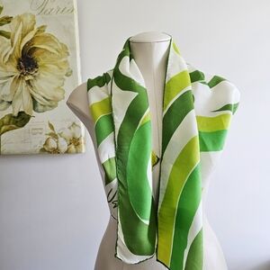 Vintage Vera Silk Blend Green Long Scarf Made in Japan